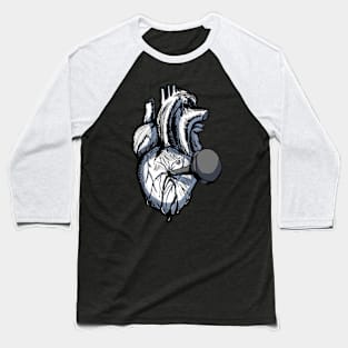 Nailed Through the Heart (Black and White) Baseball T-Shirt